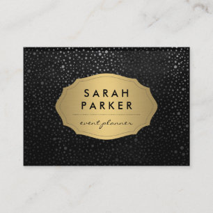 Faux Gold Label with Chic Metallic Dot Pattern Business Card