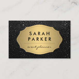 Faux Gold Label with Chic Metallic Dot Pattern Business Card