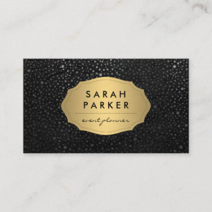 Faux Gold Label with Chic Metallic Dot Pattern Business Card