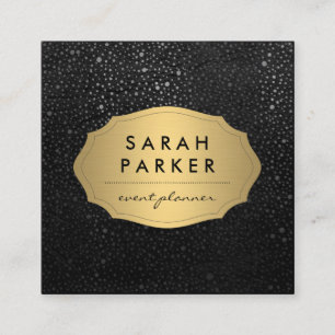Faux Gold Label with Chic Metallic Dot Pattern Square Business Card