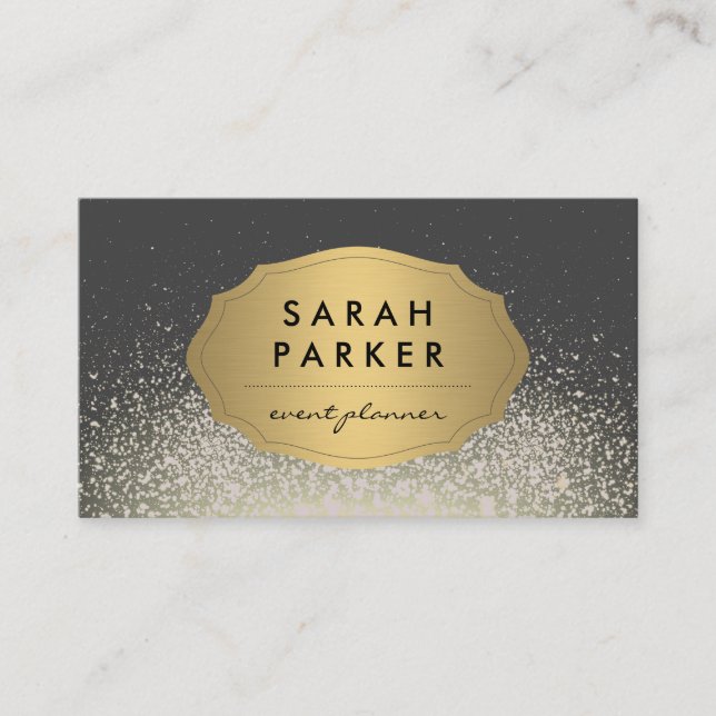 Faux Gold Label with Glitter Glam Sparkle Business Card (Front)