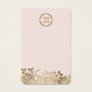 Faux gold lace custom logo pink earring display