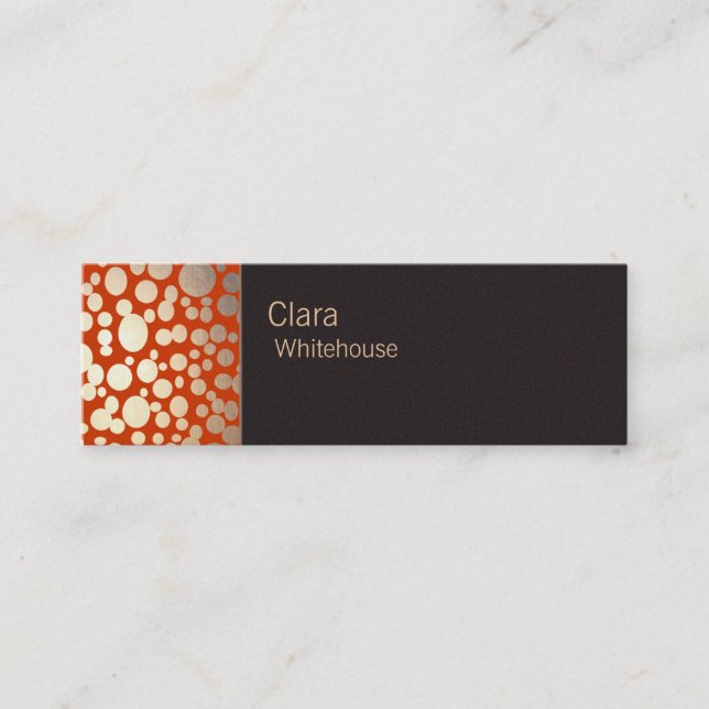 Faux Gold Leaf Circle Pattern Orange Business Card (Front)