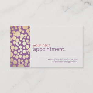 Faux Gold Leaf Circles Purple Appointment Card 1