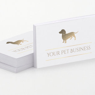 faux gold leaf dachshund dog business card