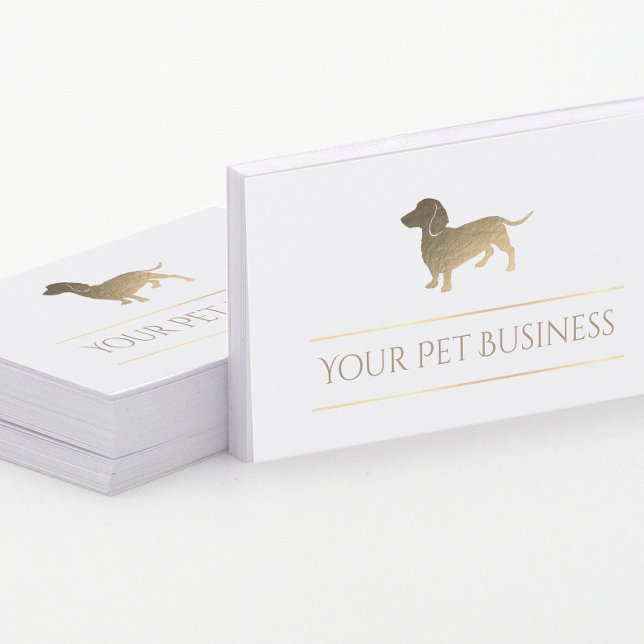faux gold leaf dachshund dog business card (Creator Uploaded)