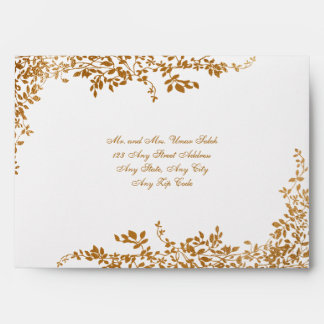 Faux Gold Leaf Floral Wedding Envelope