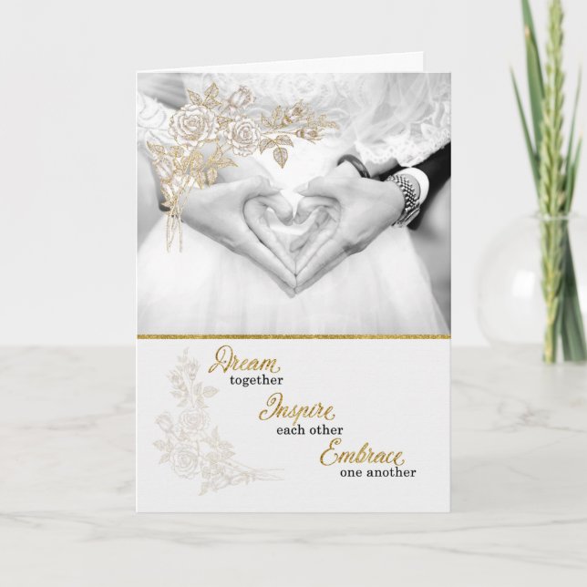 Faux Gold Leaf for Bride and Groom Card (Front)