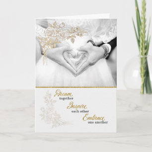 Faux Gold Leaf for Bride and Groom Card
