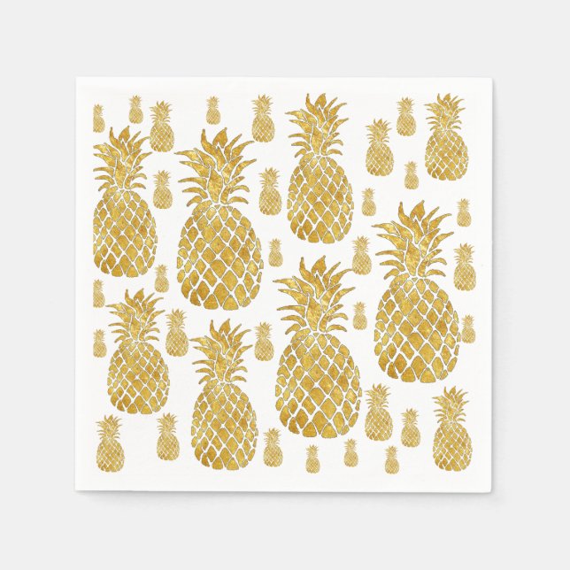 faux gold leaf look pineapples napkin (Front)