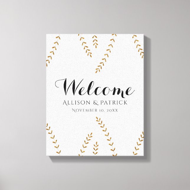 Faux Gold Leaf Wedding Welcome Sign (Front)