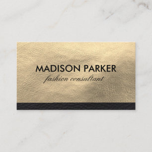 Faux Gold Leather and Black Leather Trim Business Card