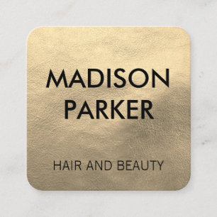 Faux Gold Leather Square Business Card