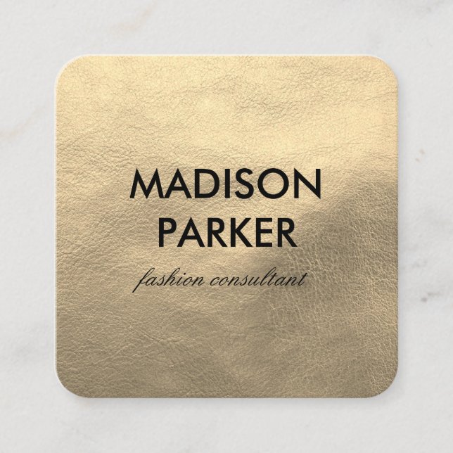 Faux Gold Leather Square Business Card (Front)