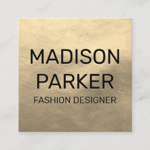 Faux Gold Leather Square Business Card