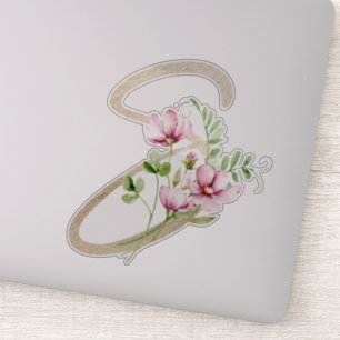 Faux Gold Letter “S” Watercolour Wild Flowers
