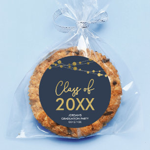 Faux Gold Lights Class of 2022 Graduation Party Classic Round Sticker