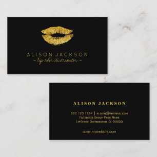 Faux gold lips on black lip colour distributor business card