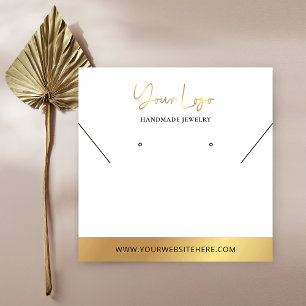 Faux Gold Logo Modern Earring Jewellery Display Square Business Card