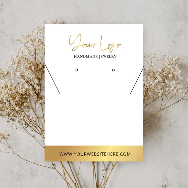 Faux Gold Logo Modern Earring Necklaces Display Business Card (Creator Uploaded)