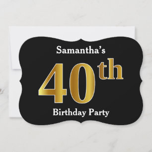 Faux Gold Look 40th Birthday Party + Custom Name Invitation