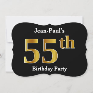 Faux Gold Look 55th Birthday Party + Custom Name Invitation