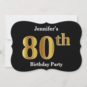 Faux Gold Look 80th Birthday Party + Custom Name Invitation