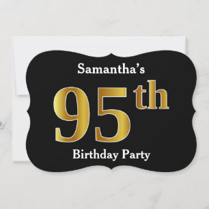 Faux Gold Look 95th Birthday Party + Custom Name Invitation
