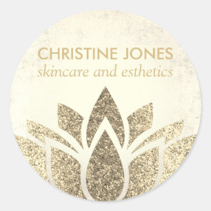faux gold lotus flower skincare and aesthetics classic round sticker