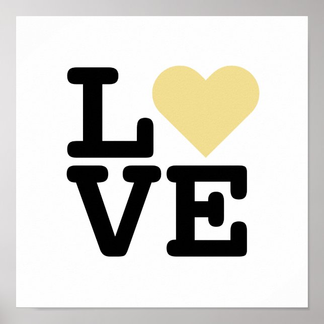 Faux Gold Love Heart Wedding Valentines Day Square Poster (Front)