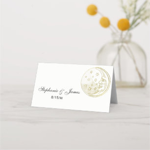 Faux Gold Man in Moon Place Card