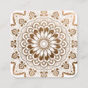 Faux Gold Mandala Medallion Yoga Healing Square Business Card