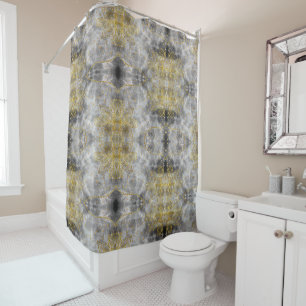 Faux Gold Mandala & Smoky Grey Design Shower Curtain
