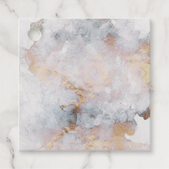 Faux Gold Marble Geometric Favour Tags (Front)
