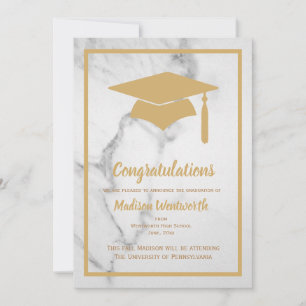 Faux Gold & Marble Graduation Announcement