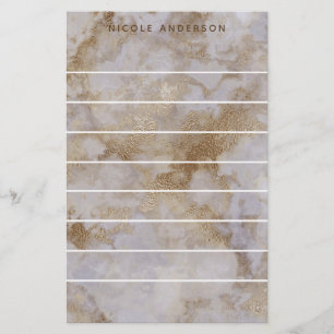 Faux Gold Marble Swirl Trendy Personalised Chic Stationery