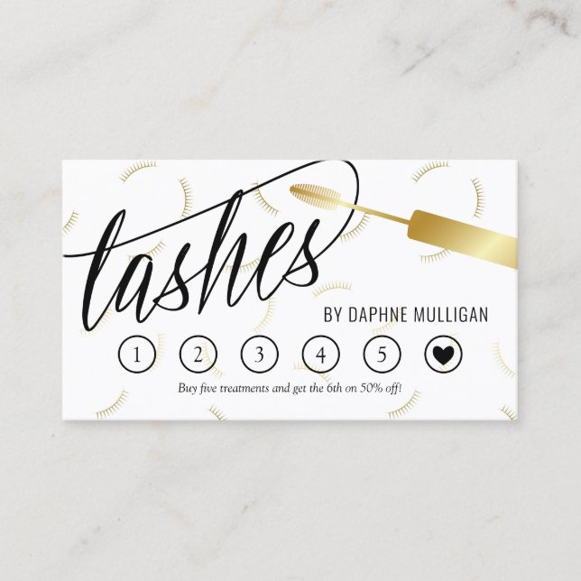 Faux Gold Mascara Wand Lashes Loyalty Card (Front)