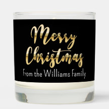 Faux gold Merry Christmas wishes black