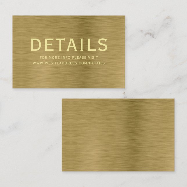 Faux Gold Metal Texture Details Enclosure Card (Front/Back)