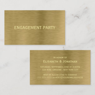 Faux Gold Metal Texture Engagement Party Invite
