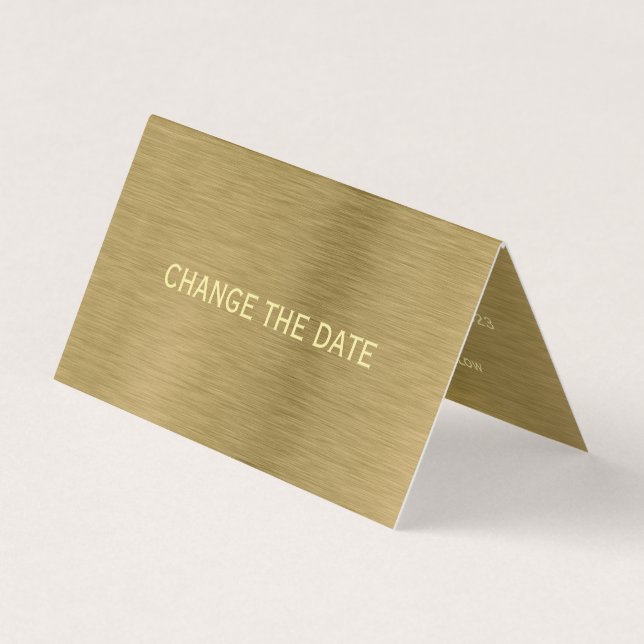 Faux Gold Metal Texture Photo Change The Date Card (Front)