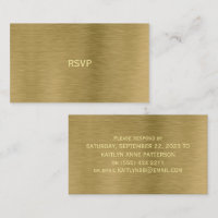 Faux Gold Metal Texture RSVP Card
