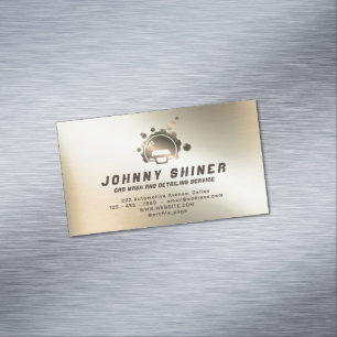 Faux gold metallic auto wash logo magnetic business card
