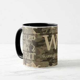 Faux Gold Metallic Camouflage Glitter Monogram Mug