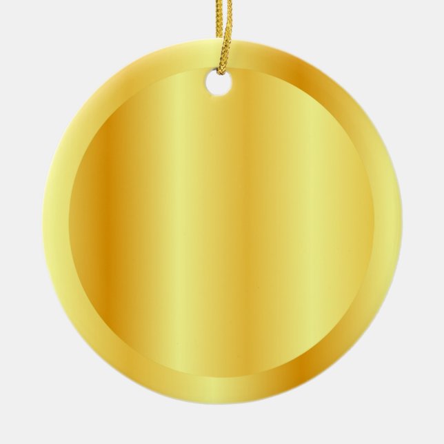 Faux Gold Metallic Look Blank Template Circle Ceramic Tree Decoration (Front)