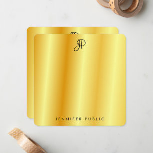 Faux Gold Metallic Look Calligraphed Monogram Card