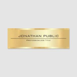 Faux Gold Metallic Look Modern Elegant Simple Name Tag