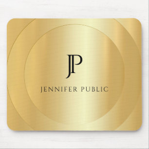 Faux Gold Metallic Look Monogram Elegant Template Mouse Pad
