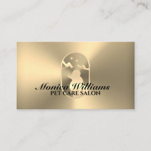 Faux gold metallic texture golden poodle logo business card