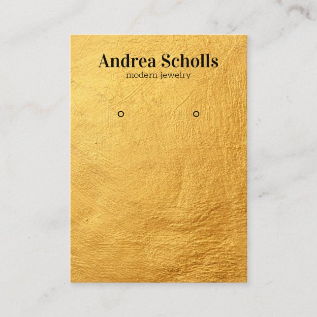 Faux GOLD Modern Bold Jewellery  Earring Display Business Card (Front)